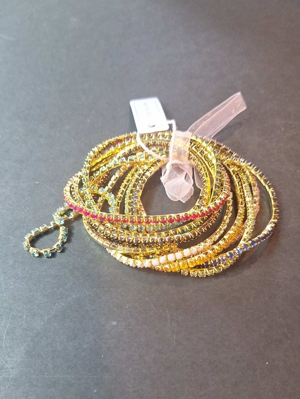 10 Gold Tone Multi-Color Bracelet Set